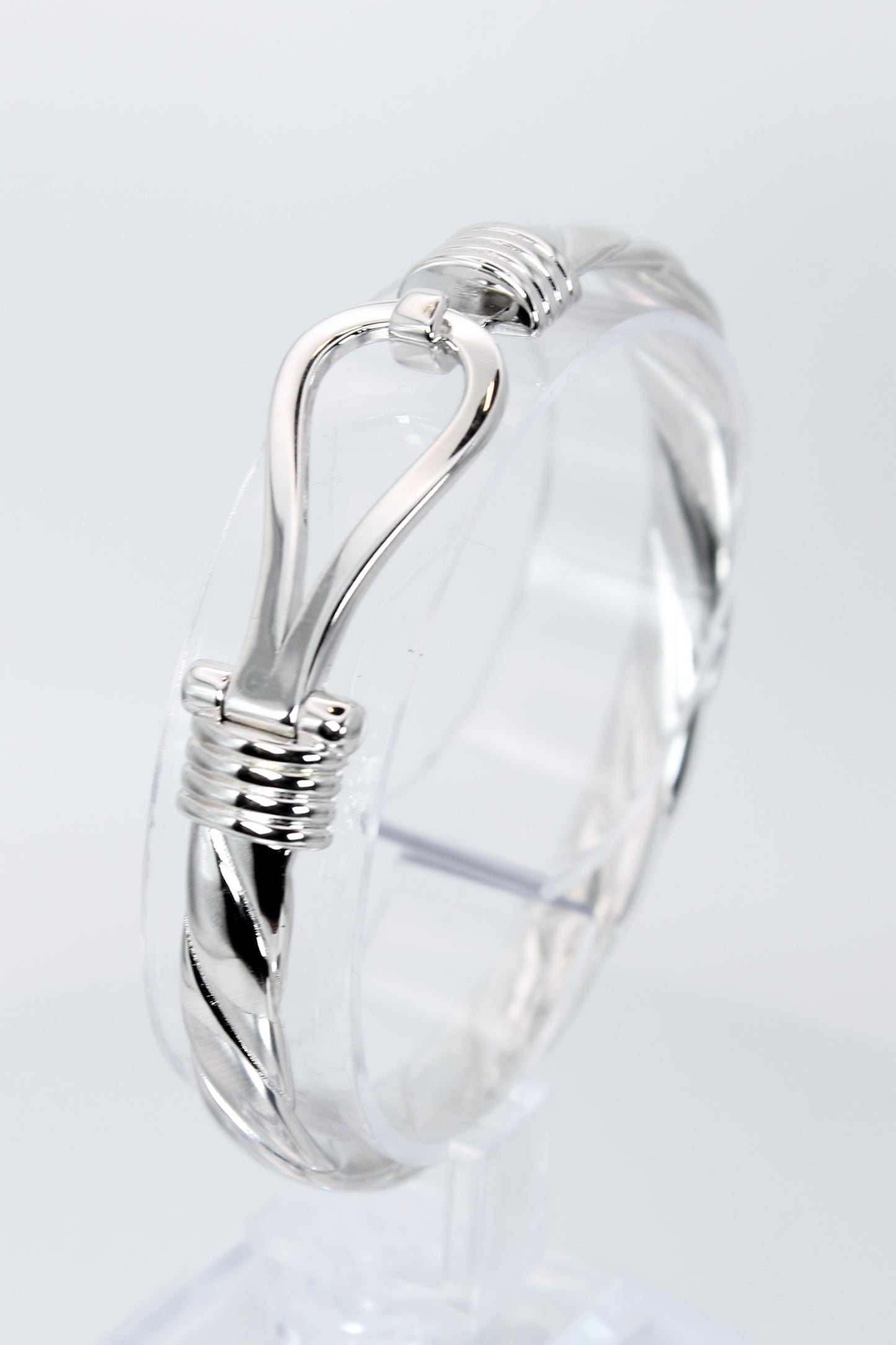 925 Sterling Silver Hook Bangle (Plain)