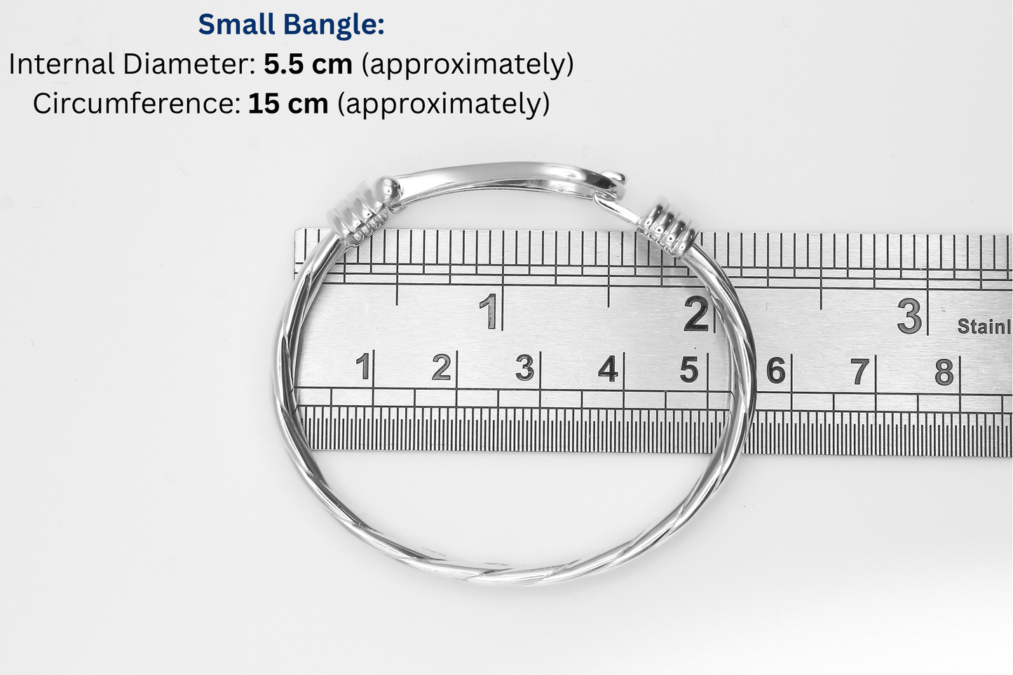 925 Sterling Silver Hook Bangle (Stone Set Cubic Zirconia)