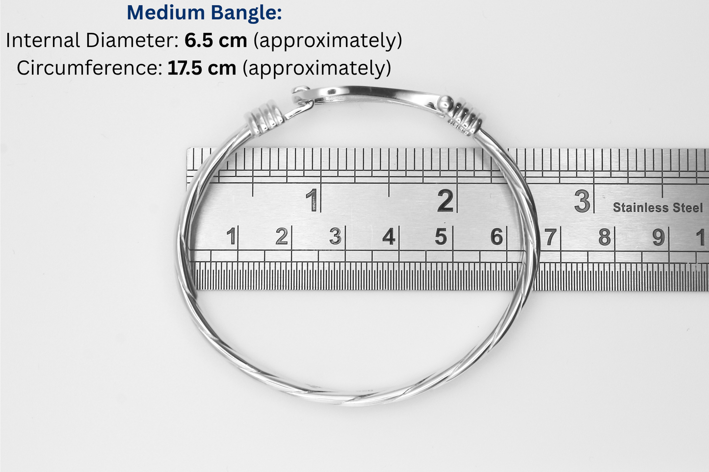 925 Sterling Silver Hook Bangle (Stone Set Cubic Zirconia)