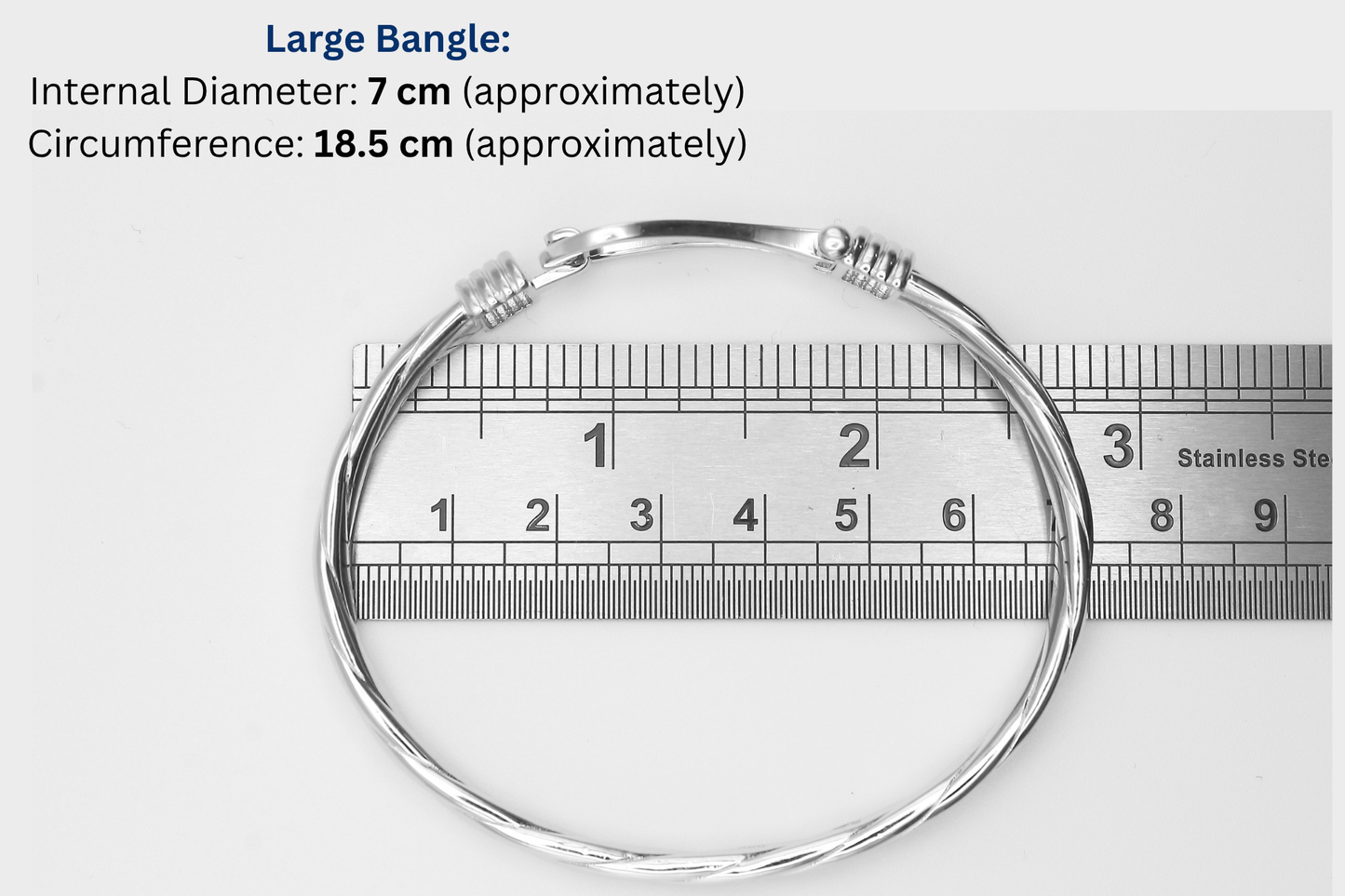 925 Sterling Silver Hook Bangle (Stone Set Cubic Zirconia)