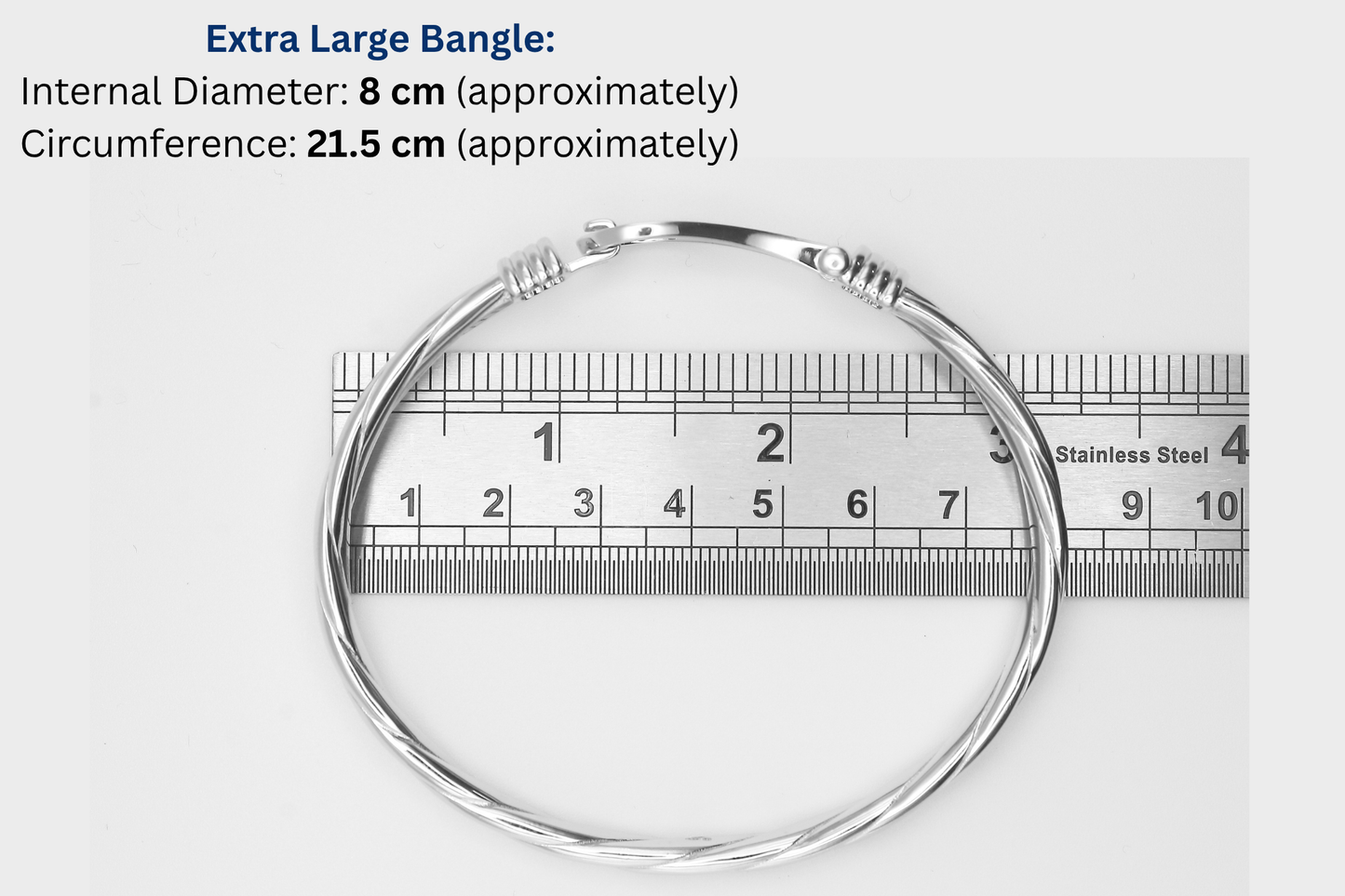 925 Sterling Silver Hook Bangle (Stone Set Cubic Zirconia)