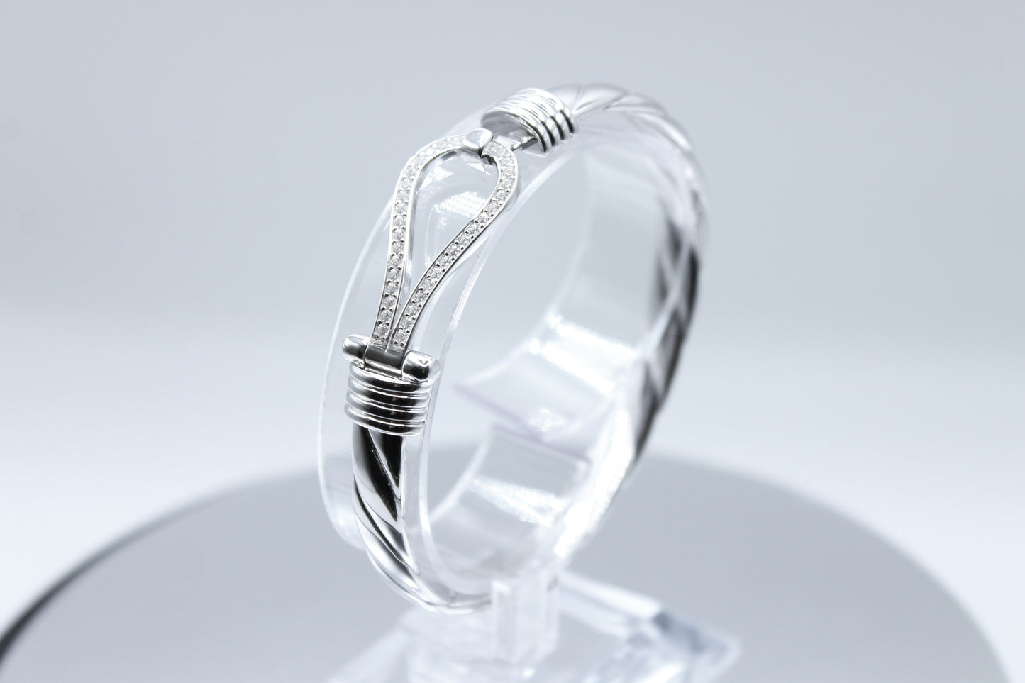 Silver CZ Hook Bangle (Medium)