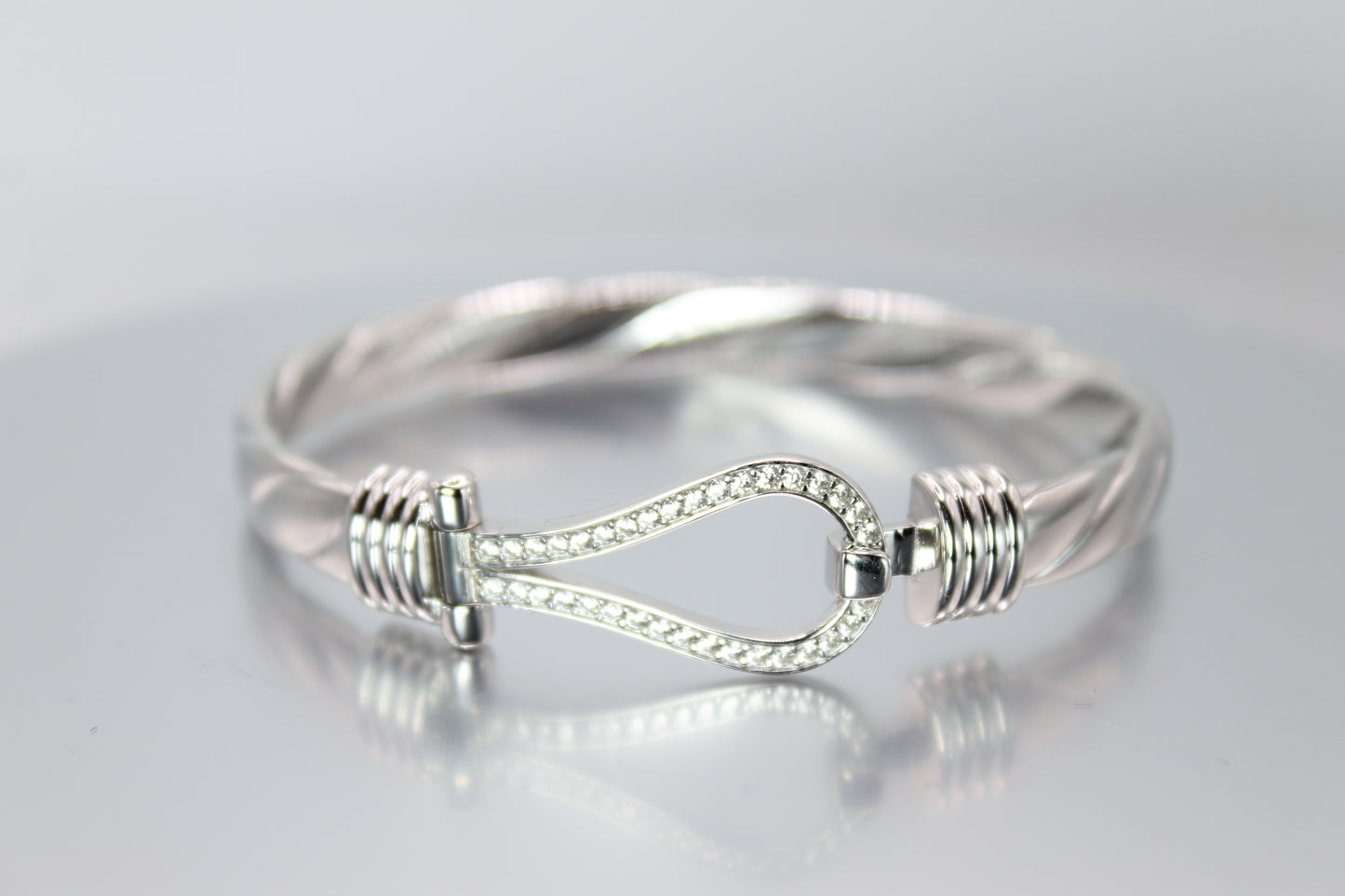 Silver CZ Hook Bangle (Medium)