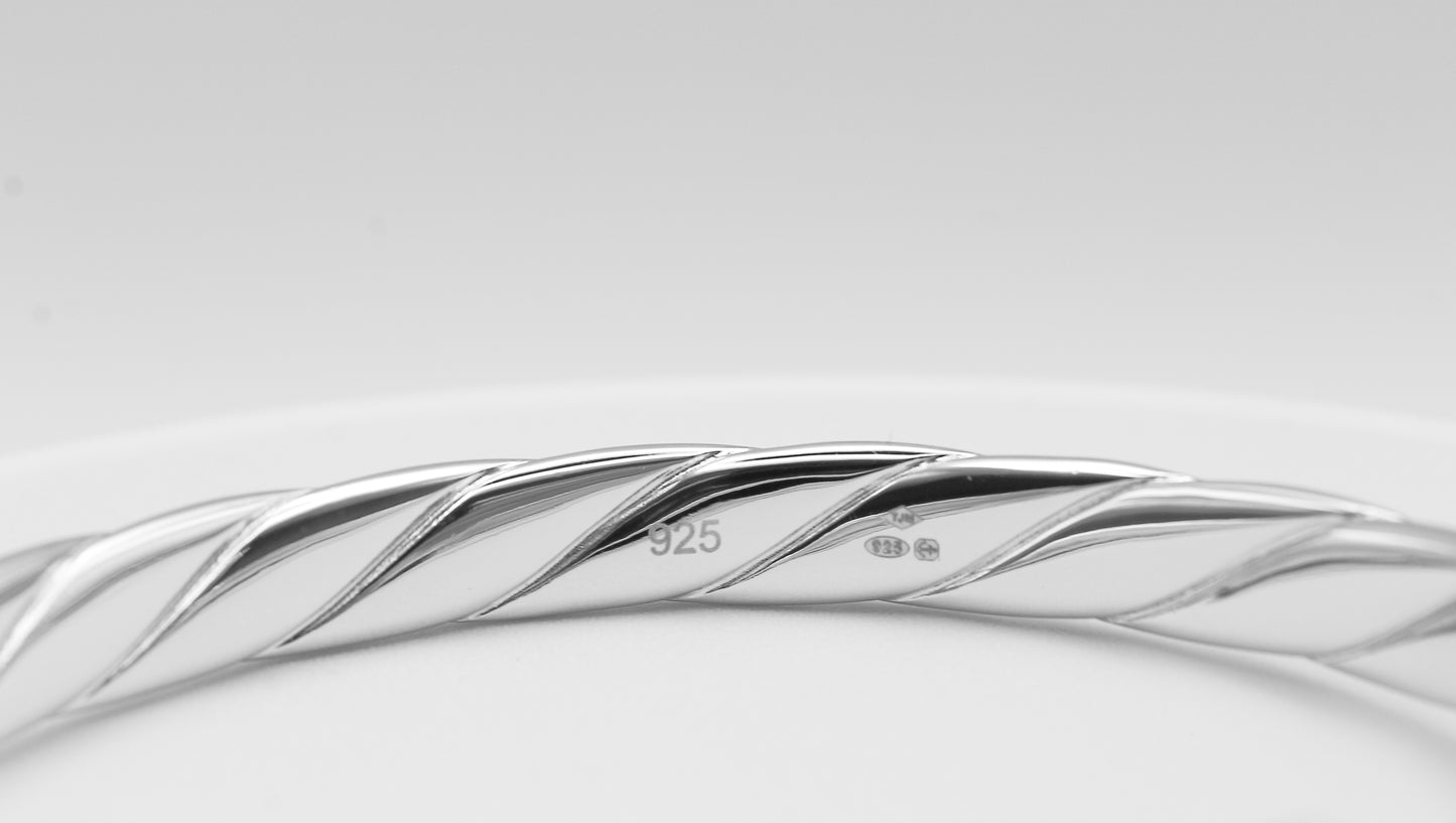 925 Sterling Silver Hook Bangle (Stone Set Cubic Zirconia)
