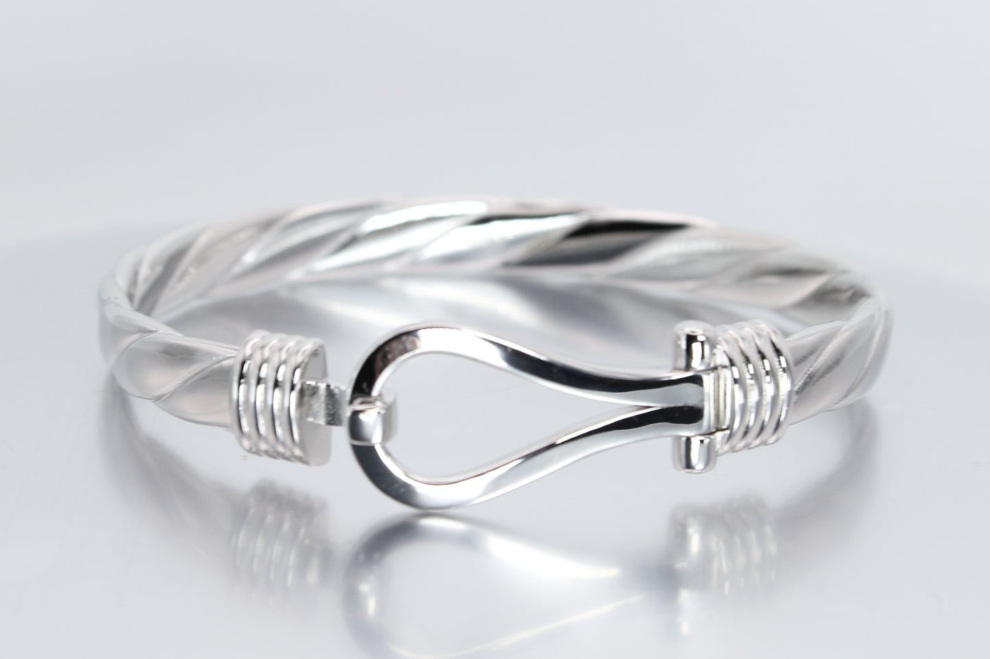 925 Sterling Silver Hook Bangle (Plain)