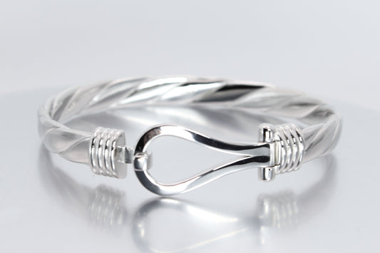 925 Sterling Silver Hook Bangle (Plain)